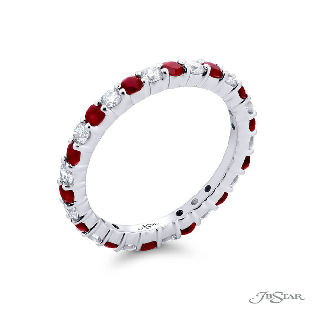 JB Star Round Ruby and Diamond Eternity Band Ring in Platinum