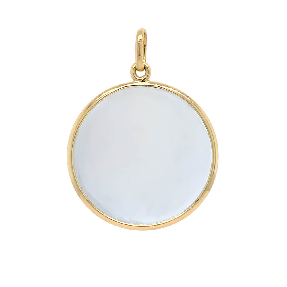 Round Sterling Silver Disc Pendant with 18K Gold Bezel Edge 1.25 inch 