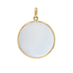 Round Sterling Silver Disc Pendant with 18K Gold Bezel Edge 1.25 inch 