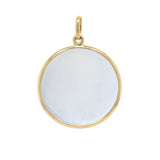 Round Sterling Silver Disc Pendant with 18K Gold Bezel Edge 1.25 inch 