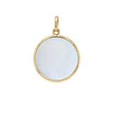 Round Sterling Silver Disc Pendant with 18K Gold Bezel Edge 1 inch