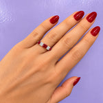 Emerald Cut Ruby and Round Diamond Band Ring