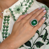 Estate 18K Yellow Gold Emerald and Diamond Ring