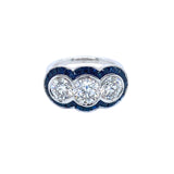 Platinum sapphire and diamond ring