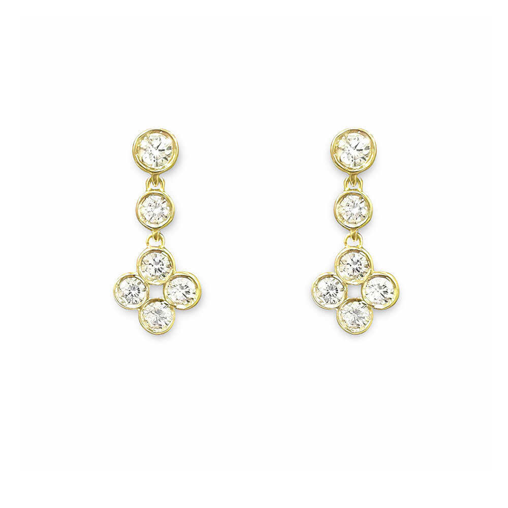A pair of 18K yellow gold and diamond drop earrings