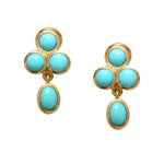 19K Gold earrings with Sleeping Beauty turquoise stones designed by Elizabeth Locke