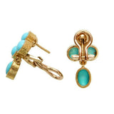 19K Gold earrings with turquoise stones on a white background