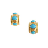 Elizabeth Locke 19K Gold earrings with Sleeping Beauty turquoise stones on a white background