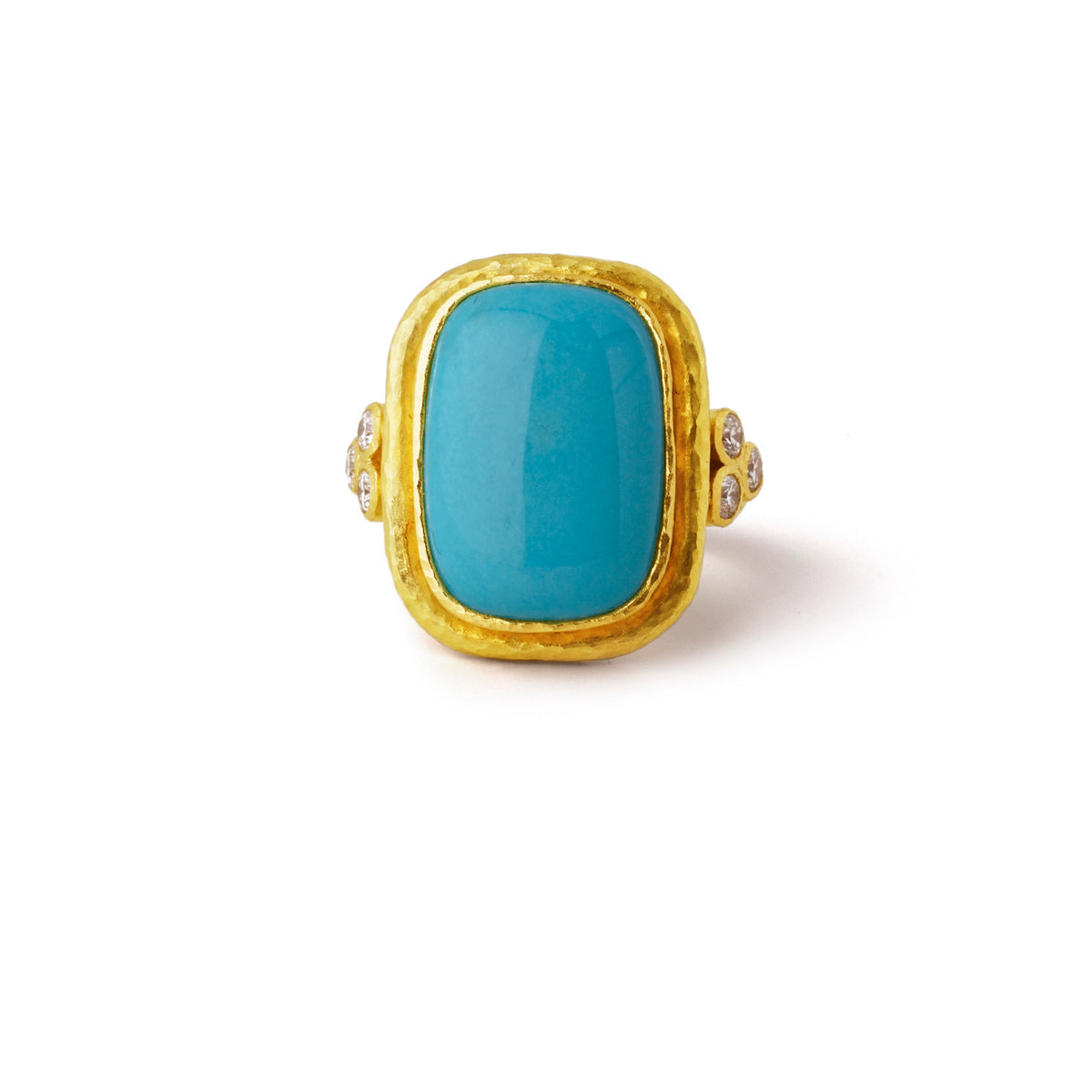 19K Gold ring with a turquoise stone designed by Elizabeth Locke