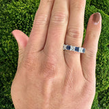 Square Sapphire and Diamond Band Ring
