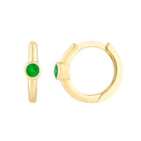 14K Yellow Gold Emerald Bezel Hoop