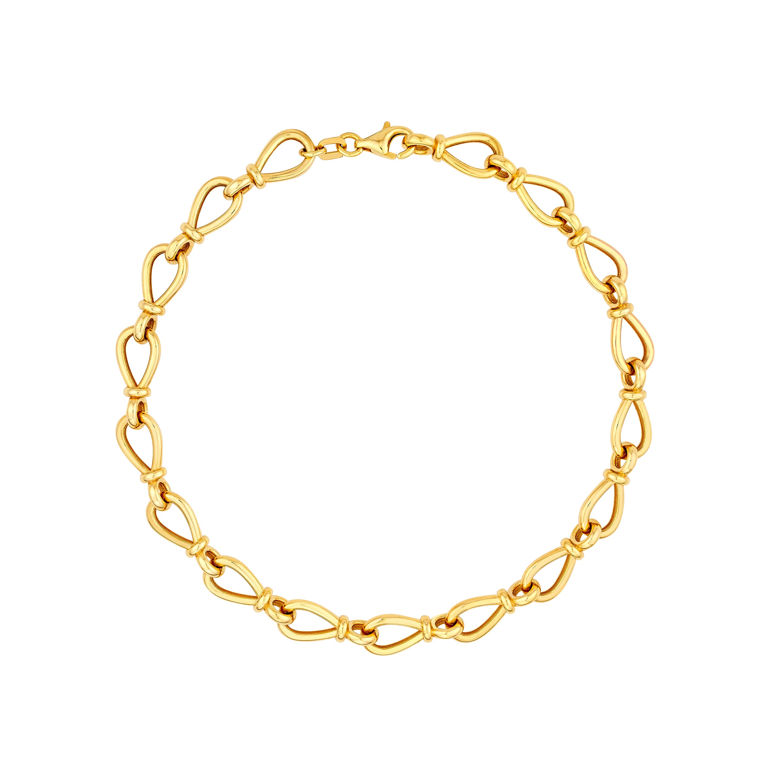 Gold chain Teardrop bracelet on a white background