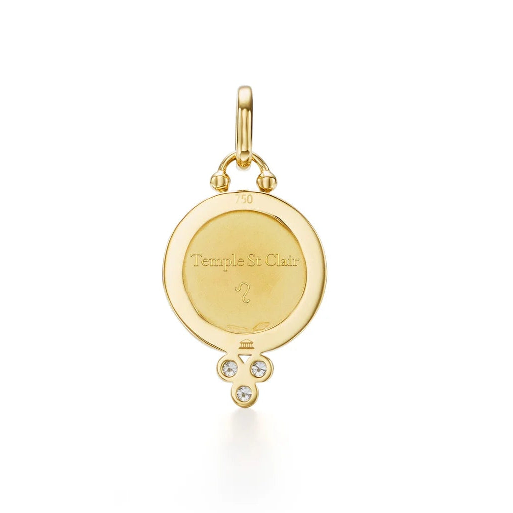 18K Gold pendant with engraving on a white background