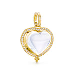 Temple St Clair 18K Gold heart-shaped pendant with Pave Diamonds on a white background in large size