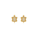 A pair of 18K yellow gold diamond turtle earrings by Temple St. Clair.