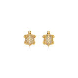 A pair of 18K yellow gold diamond turtle earrings by Temple St. Clair.