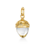 A Temple St. Clair 18K yellow gold medium-sized Arcadia amulet with a clear crystal and gold and diamond details.