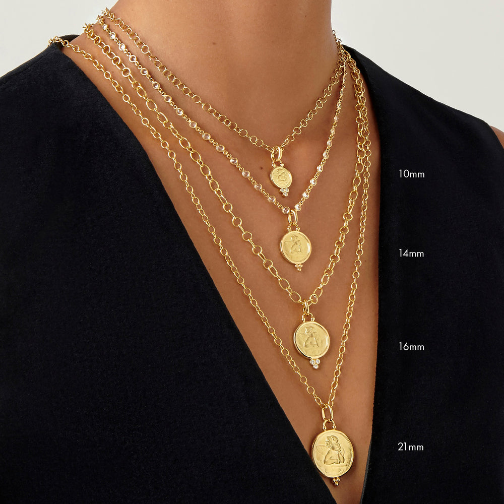 Woman wearing Temple St Clair Angel Pendants