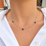 18K Yellow Gold Sapphire 3 station necklace from LPL Signature Collectioin