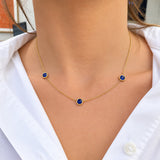 18K Yellow Gold Sapphire 3 station necklace from LPL Signature Collectioin