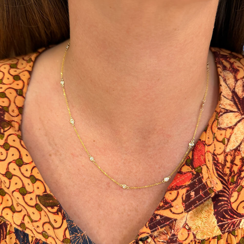 Twelve Station Diamond Necklace, 0.5 Carats