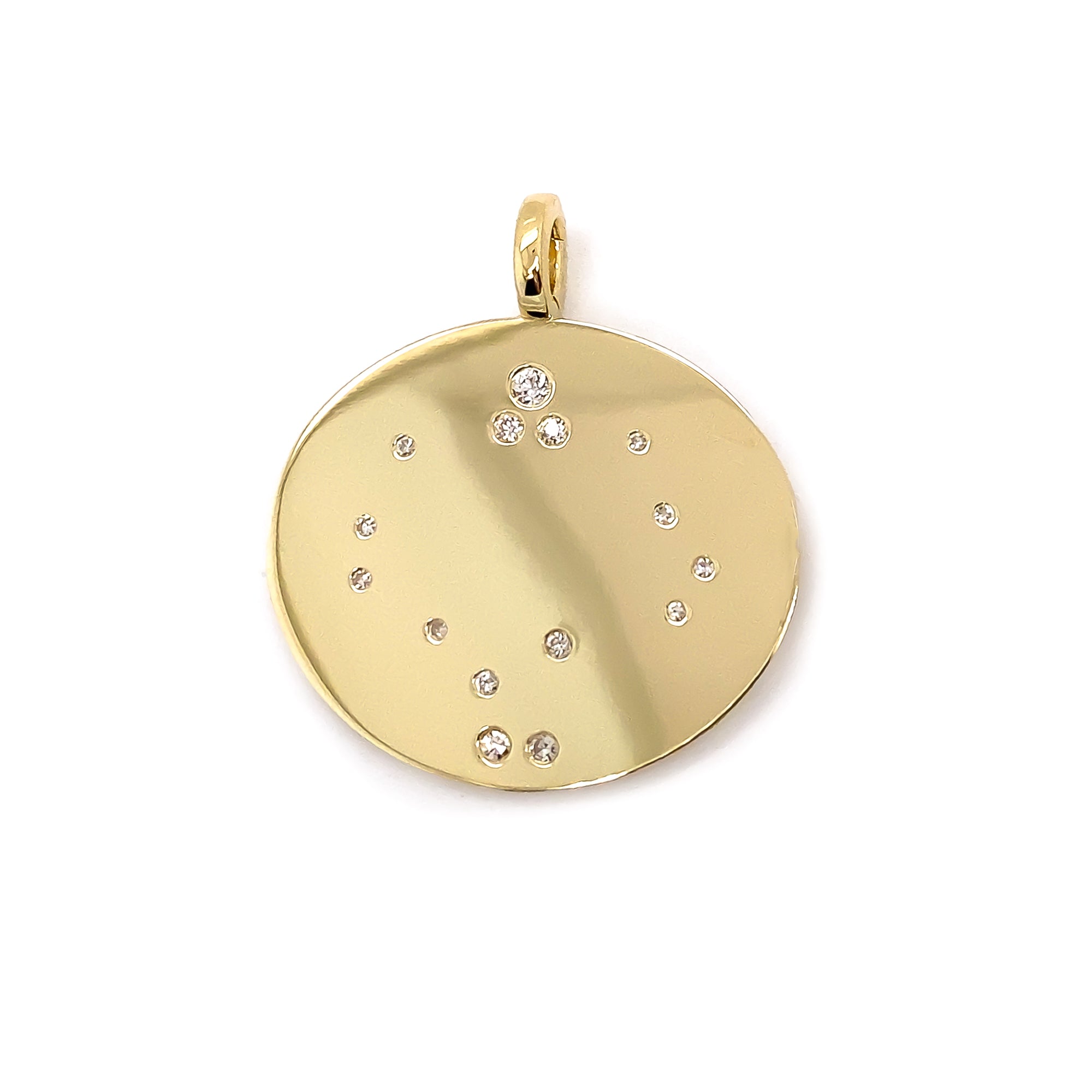 yellow gold disc with scatter diamonds