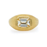 Estate yellow gold ring with emerald cut diamond