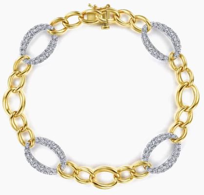 Yellow and White Gold chain bracelet on a white background