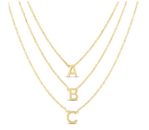 14K Yellow Gold Mini Initials Necklace