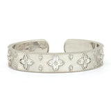 Jude Frances Sterling Silver Floral Motif Wide Cuff with White Topaz