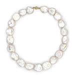 Baroque single strand pearl choker with yellow gold clasp