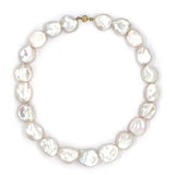 Baroque single strand pearl choker with yellow gold clasp