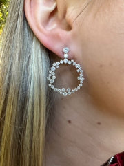 18k White Gold Mixed Circle Earrings