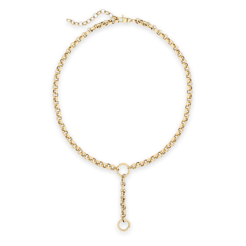 14k Yellow Gold Adjustable Chain Link Necklace with Jump Rings