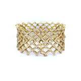 View of clasp on 18k gold and diamond bracelet