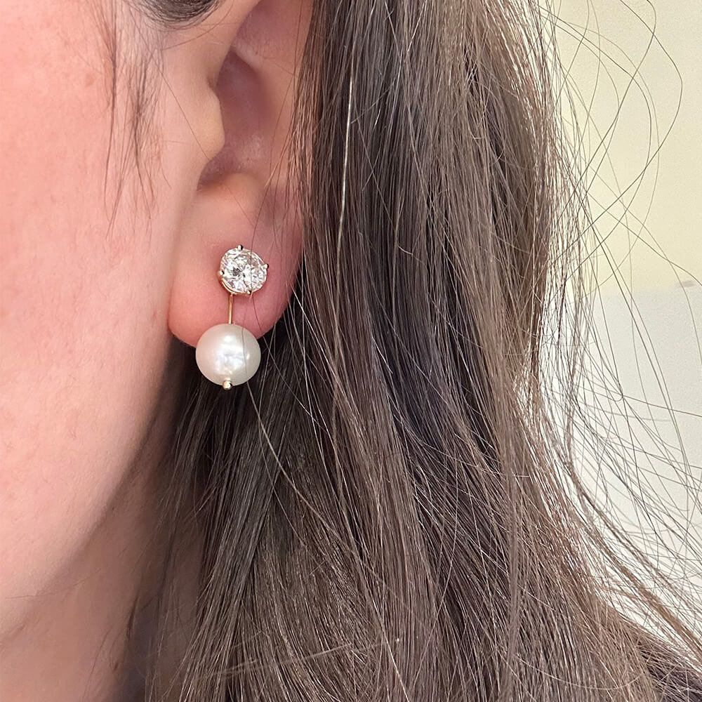 woman wearing detachable pearl drops