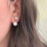 woman wearing detachable pearl drops