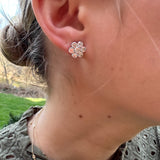 18K White Gold Diamond Flower Earrings