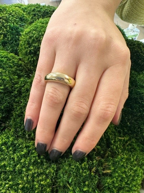 14K Yellow Gold Wide Dome Ring