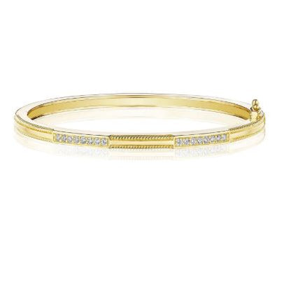 18K Yellow Gold bangle with embedded diamonds 