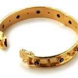 Elizabeth Locke 19K Yellow Gold Blue Sapphire and Diamond Flat Bangle
