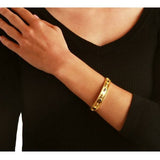 Elizabeth Locke 19K Yellow Gold Blue Sapphire and Diamond Flat Bangle