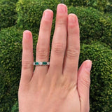 Platinum Art Deco Emerald and Diamond Band