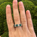 JB Star Platinum Emerald Cut Diamond and Emerald Band