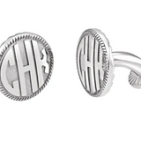 Sterling Silver 3-Letter Block Monogram Cuff Links