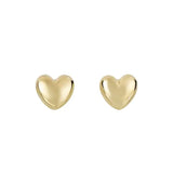 14K Yellow Gold Heart Stud Earrings