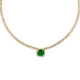 Penny Preville 18K Yellow Gold Diamond and Emerald Necklace