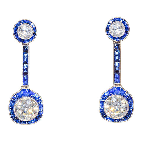estate diamond sapphire earrings