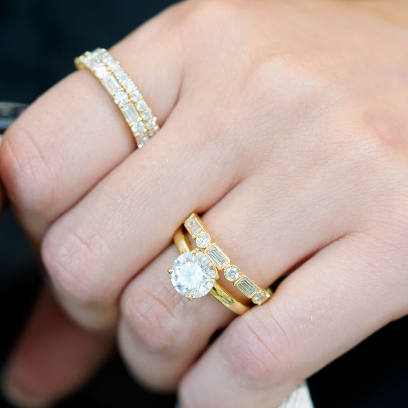 18K Gold custom designed engagement rings with diamonds 