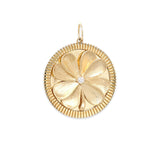 14K Yellow Gold Flower Pendant with Diamond